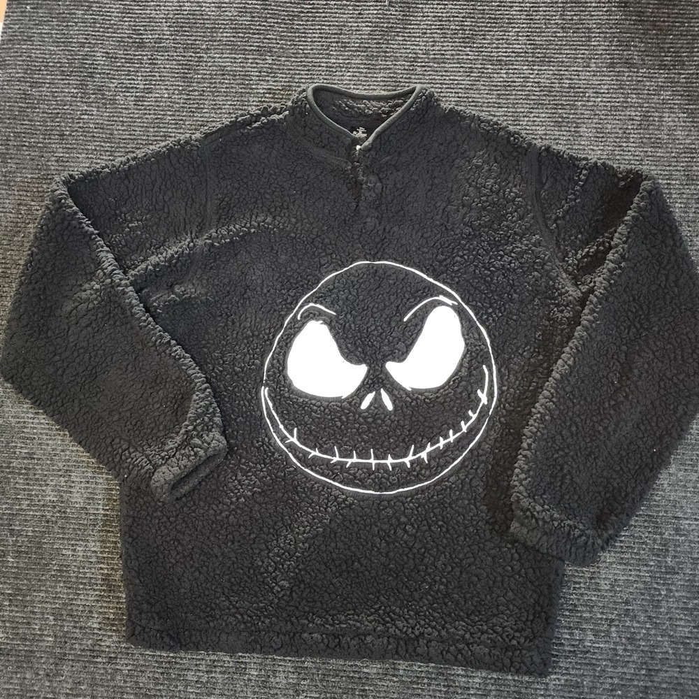 Disney Nightmare Before Christmas Jack Skellington Black Sherpa Fleece Mens LG